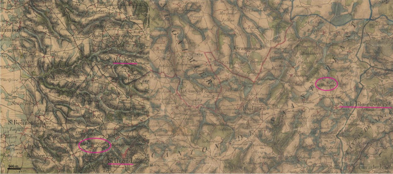 Plan de localisation des trois villages